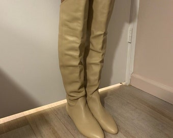 NINE west Tan Over Knee Tall Boots Sz 7 - Vintage