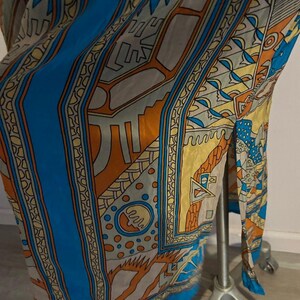 Ärmelloses Boho Midikleid aus Seide in Türkis und Rost Größe Anthropologie 14 Bild 14