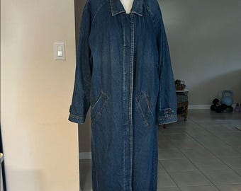 Vintage Hunters Run Cotton Denim Jean Drop Shoulder Trench coat size L
