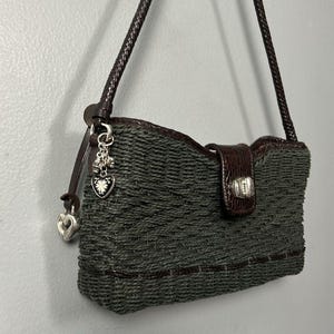 Vintage Brighton Wendy Style Woven Shoulder Bag straw and leather image 2
