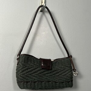 Vintage Brighton Wendy Style Woven Shoulder Bag straw and leather image 9