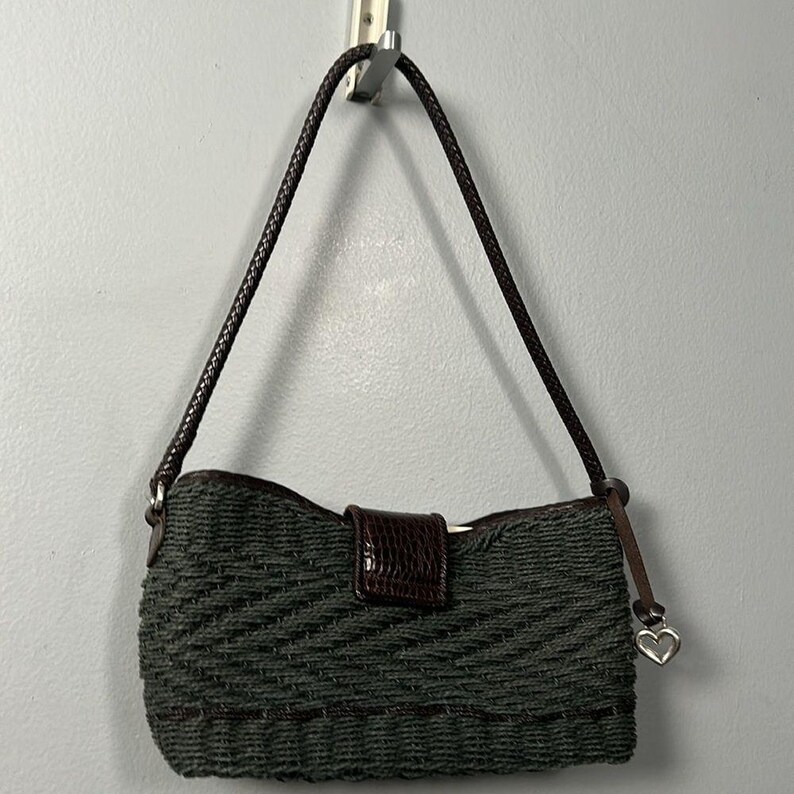 Vintage Brighton Wendy Style Woven Shoulder Bag straw and leather image 9