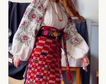 Antique Ukrainian plahta Antique woven skirt Antique weaven skirt handmade