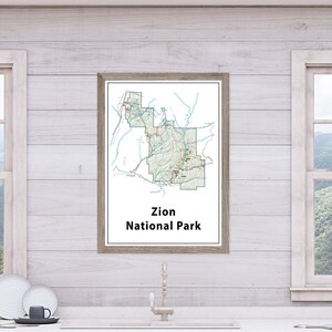 National Park Karte Poster - Zion - Digital Download - Karte Poster - druckbares Poster
