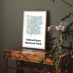 Affiche de carte de parc national personnalisée - YellowStone - Téléchargement numérique - Affiche de carte - Affiche imprimable