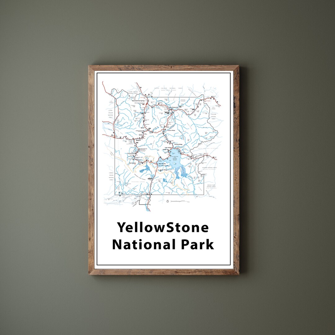 Custom National Park Map Poster Yellowstone Digital Download Map Poster ...