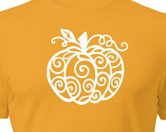 Scroll Pumpkin Unisex T-Shirt | Fall Shirt | Autumn T-Shirt | Cozy Style | Seasonal Tee | Autumn Apparel | Fall Fashion | Fall Graphic Tee