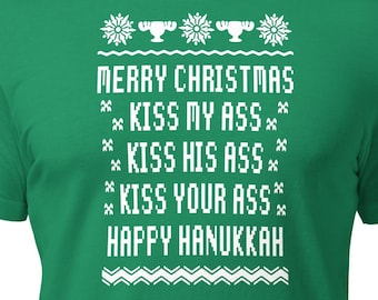 Camiseta unisex "Feliz Navidad, bésame el culo" / Humor navideño / Lampoons nacionales / Familia Griswold / Camiseta navideña / Primo Eddie