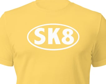 SK8 Oval Unisex T-Shirt | Crew Neck | Graphic Tee | Roller Derby | Roller Skates | Skates | Skating | Jammer | Blocker