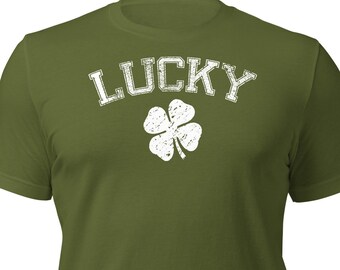 Lucky Unisex T-Shirt | Crew Neck | Graphic Tee | Shamrock | St. Patty's | St. Patrick's | Clover | Lucky | Irish | Green