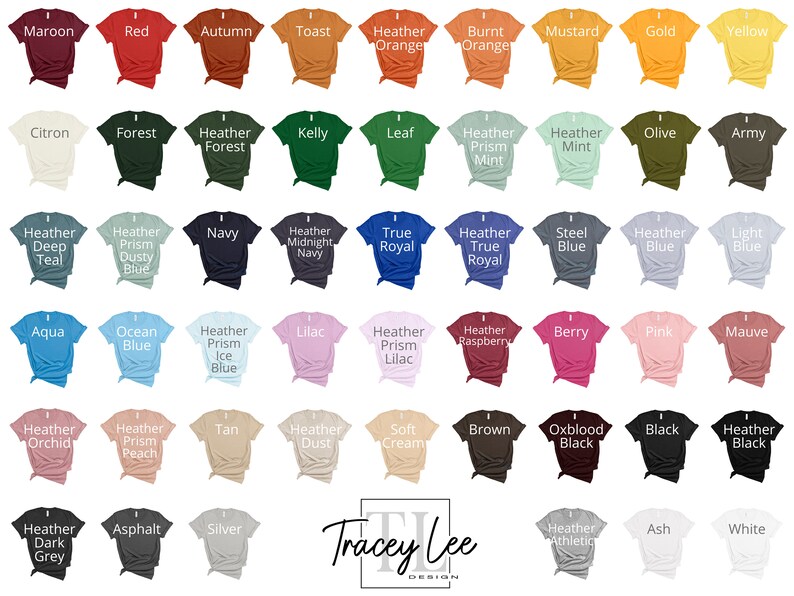 Bella and Canvas 3001 t-shirt color options