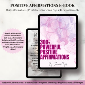 Positive Affirmation eBook Inspirational quote pages, mindfulness cards, inspirational messages, motivational cards, social psychology, PDF
