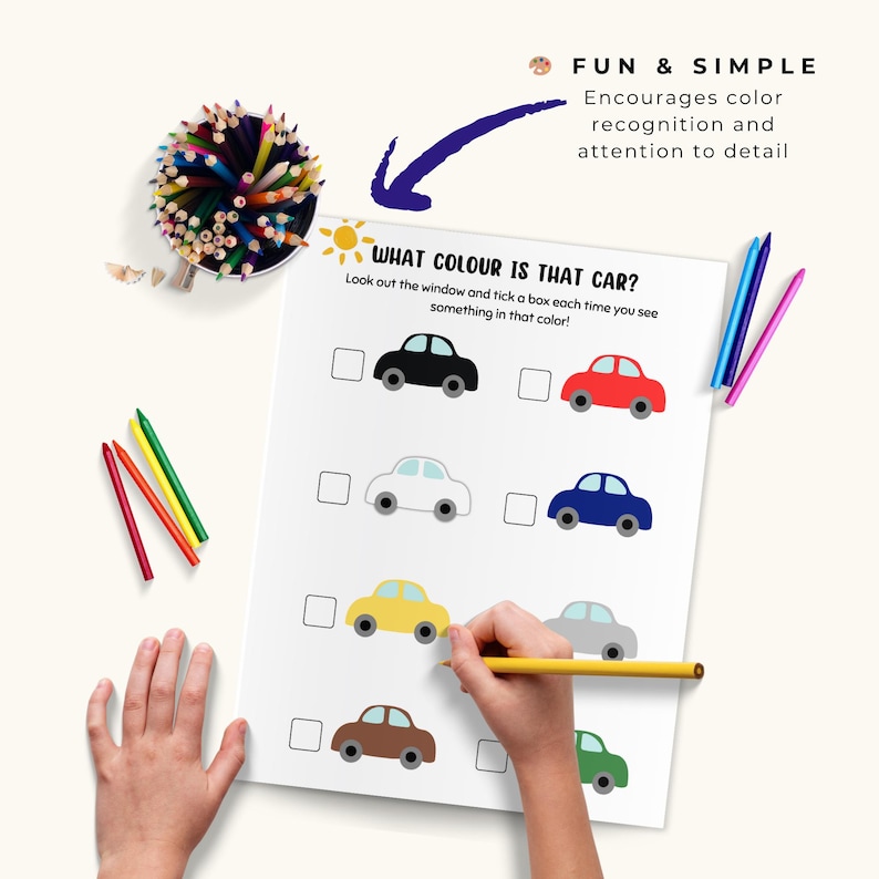 Toddler Color Hunt Printable | Road Trip Activity for Toddlers | Color ...