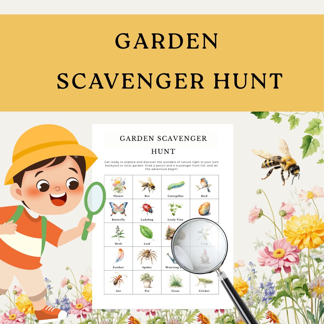 Garden Scavenger Hunt Printable PDF, Outdoor Kids Activity, Fun Nature ...