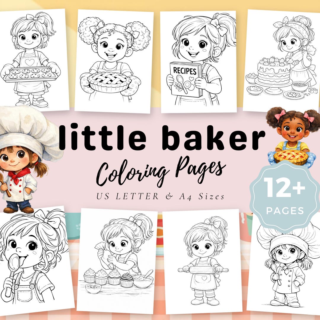 Baking Coloring Sheets, Printable Kids Activity Sheets, Fun Party ...