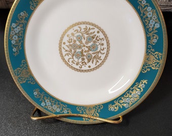 Raro Vintage Wedgewood Agincourt azul y oro R4513 recortado en oro