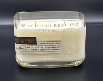 Woodford Reserve Bourbon Bottle Candle, Upcycled Bar Decor