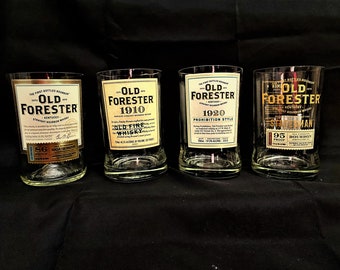 Old Forester Bourbon Soy Candle, Upcycled Bottle Bar Decor