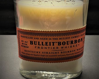 Upcycled Bulleit Bourbon Candle, Soy Wax Bar Decor