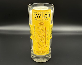 Upcycled Colonel E.H. Taylor Bourbon Bottle Candle, Soy Wax