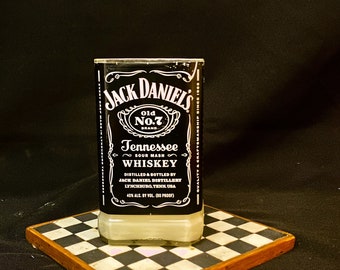 Upcycled Jack Daniel's Bottle Candle, Whiskey Bar Decor