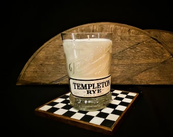 Upcycled Templeton Rye Bottle Candle, Bourbon Scented, Man Cave Gift