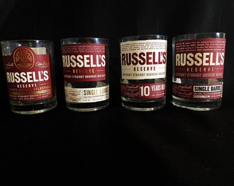 Russell's Reserve Bourbon Bottle Candle, Soy Wax Bar Decor