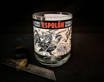 Espolon Tequila Bottle Candle, Recycled Liquor Bottle, Bar Decor