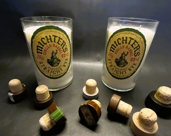 Michter's Upcycled Liquor Bottle Candle, Bourbon Bar Decor