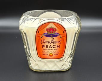 Upcycled Crown Royal Bottle Candle, Soy Wax, Bar Decor