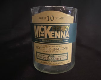 McKenna Bourbon Bottle Candle, Upcycled Liquor Gift