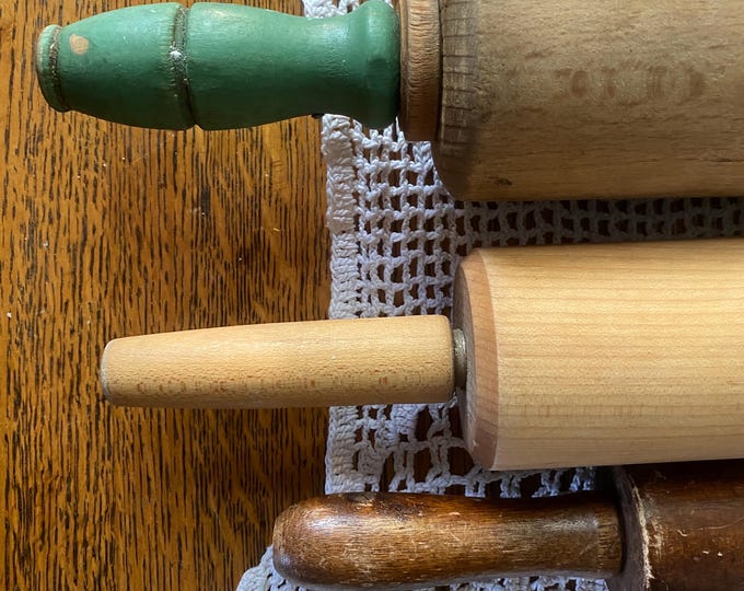 Featured listing image: Three Vintage Wood Rolling Pins, Vintage Country Kitchen Decor, Vintage Farmhouse Kitchen Utensils