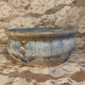 Blue Glaze Earth Tone Studio Pottery Bowl
