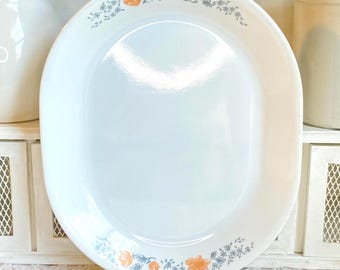 Vintage Corelle Apricot Grove Wildflower Oval Serving Platter Floral Serving Tray Country Cottage Kitchen Decor Mid Century Tableware