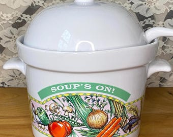 ヴィンテージ Himark スープ用ヘビークロック チューリーン（蓋とレードル付き）