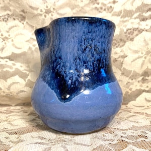 Handmade Cobalt Blue Drip Glaze Studio Pottery Small Pitcher/ Creamer/ Vase