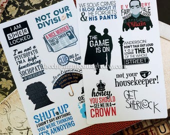Sherlock Holmes Sherlocked Typography Quotes Matte Sticker Sheet Stationery Journaling Deco