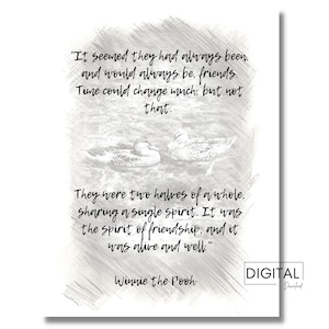 Parece que eles sempre seriam amigos. Ursinho Pooh. Citação inspiradora. Filosofia. Download digital.
