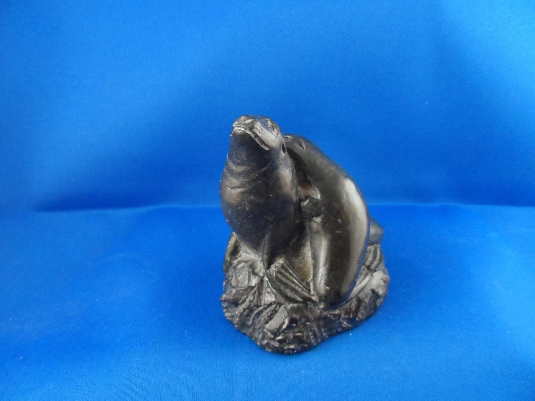 A Wolf Original, Two Seals on a Rock, by the Wolf Sculptures, Canada Etsy