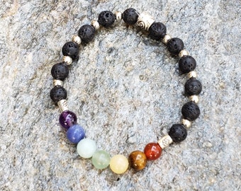 Rainbow Chakra Bracelet for Women can be used as Essential Oil Diffuser