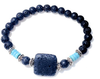 Square Lava and Turquoise Women's Bracelet