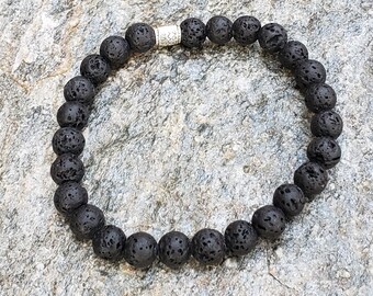 Unisex Lava Stretch Bracelet 8mm or 6mm beads Essential Oil Diffuser Negative Energy Protection