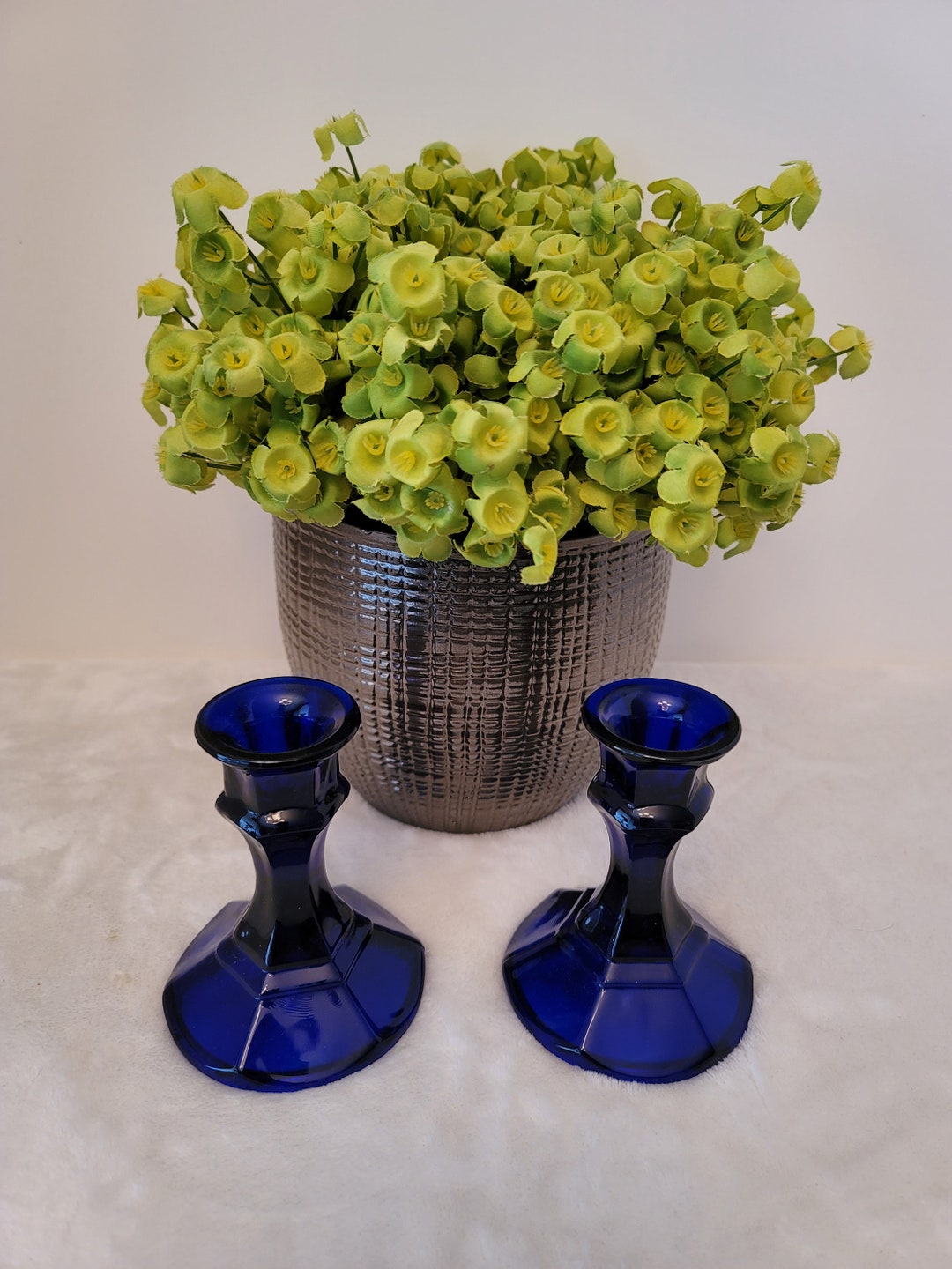 VINTAGE COBALT BLUE Candle Holders Hexagon Shape Victorian Décor Mint Condition Etsy