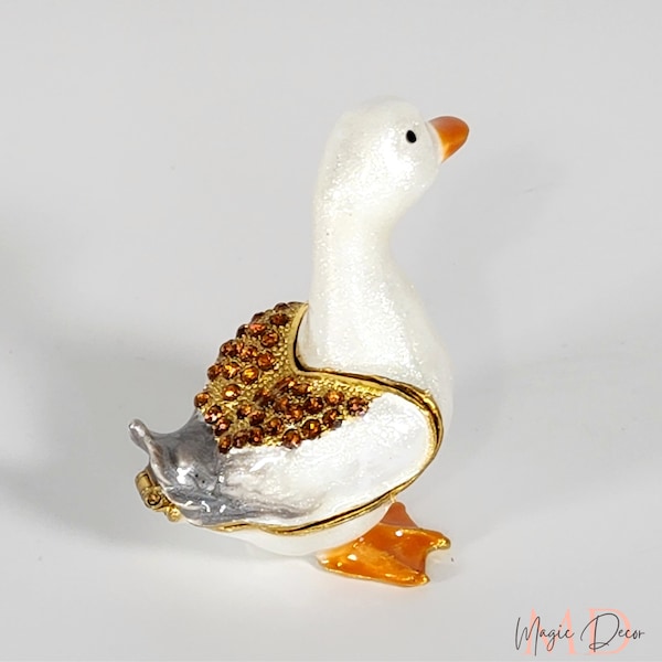 Jewelry boxes, Duck jewelry box, ceramic duck, duck ornaments, rhinestone duck, farmhouse decor, gift for her, Goose jewelry box, home decor