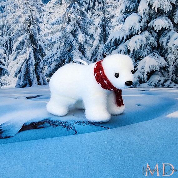 Décoration de Noël ours polaire en écharpe, décorations d'ours de Noël,  décoration d'hiver, décoration d'intérieur, ours en mousse blanche, ours à  accrocher au sapin de Noël. -  France