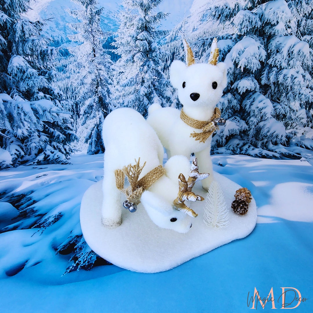 White Deer Christmas Decorations Reindeer Christmas Etsy