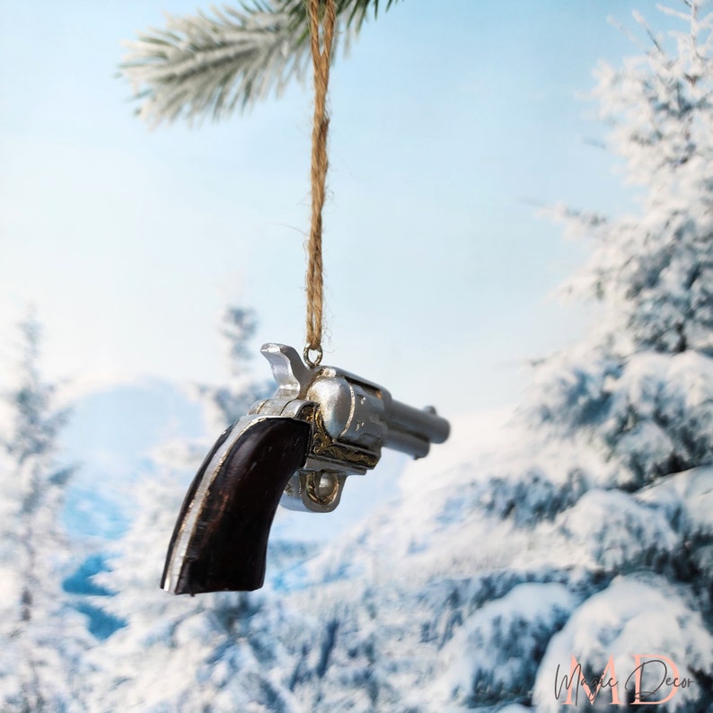 Revolver Ornament, Revolver Handgun Christmas Ornament, Christmas Decor