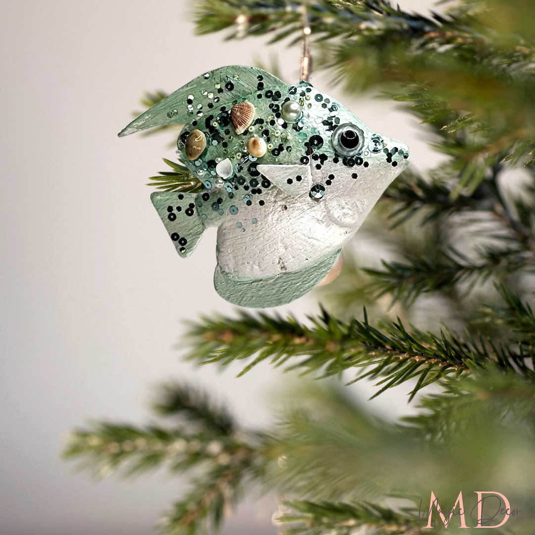 Nautical Christmas Tree Ornament, Fish Ornament, Christmas Sea Figurine