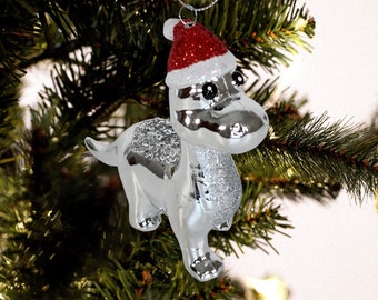 Dinosaur Christmas Tree Ornament Animal, Figurine for Christmas Tree, Silver Dinosaur Christmas Ornaments, Hanging Decor, christmas gift.