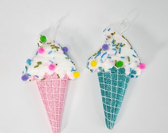 Foam Ice Cream Cones, Christmas Tree Ornament, Xmas Gift, Hanging Decoration, Ice Cream Cone Hanging Ornaments, home decor, Xmas ice cream